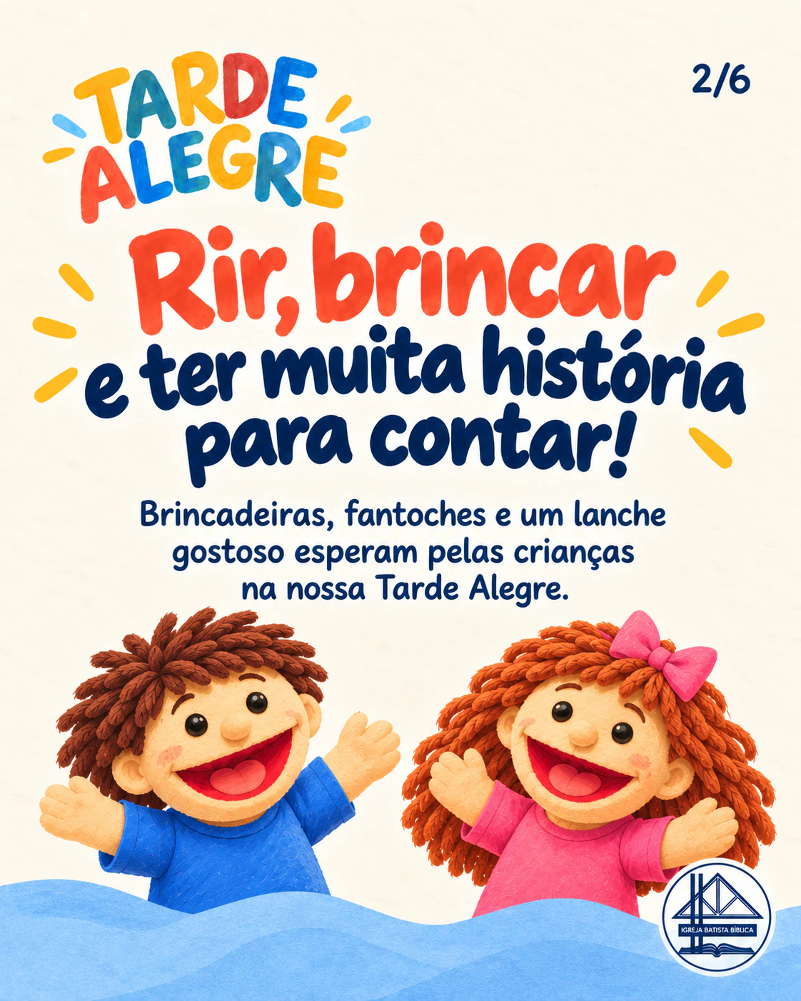 Fantoches convidam para brincadeiras, histórias e lanche na Tarde Alegre.