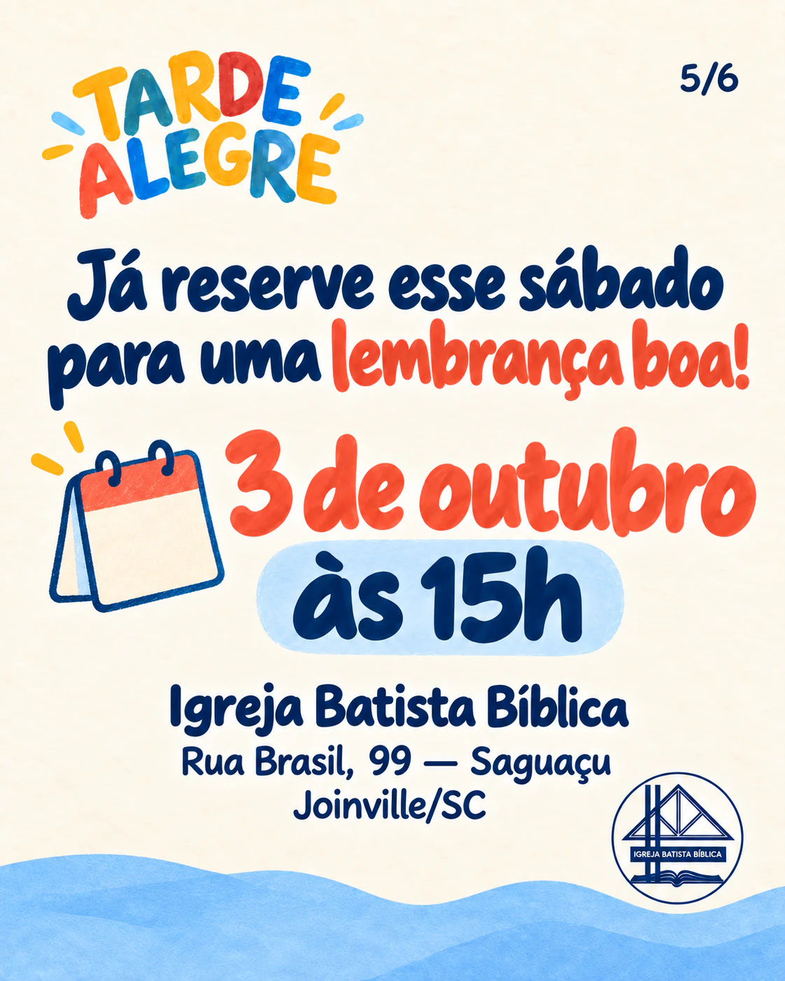 Tarde Alegre em 3 de outubro, às 15h, na Rua Brasil, 99, Saguaçú.
