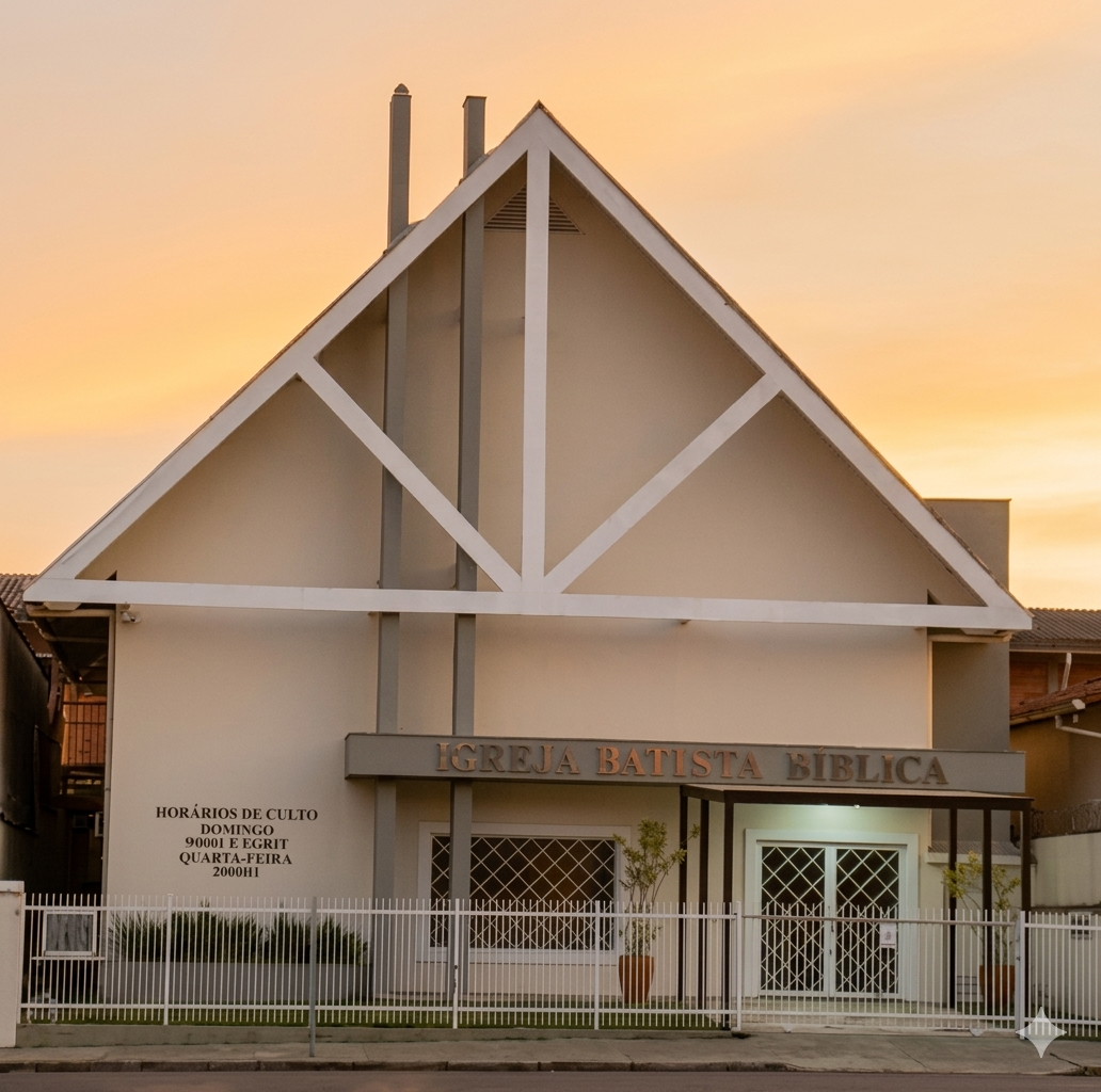 Fachada da Igreja Batista Bíblica em Joinville ao entardecer